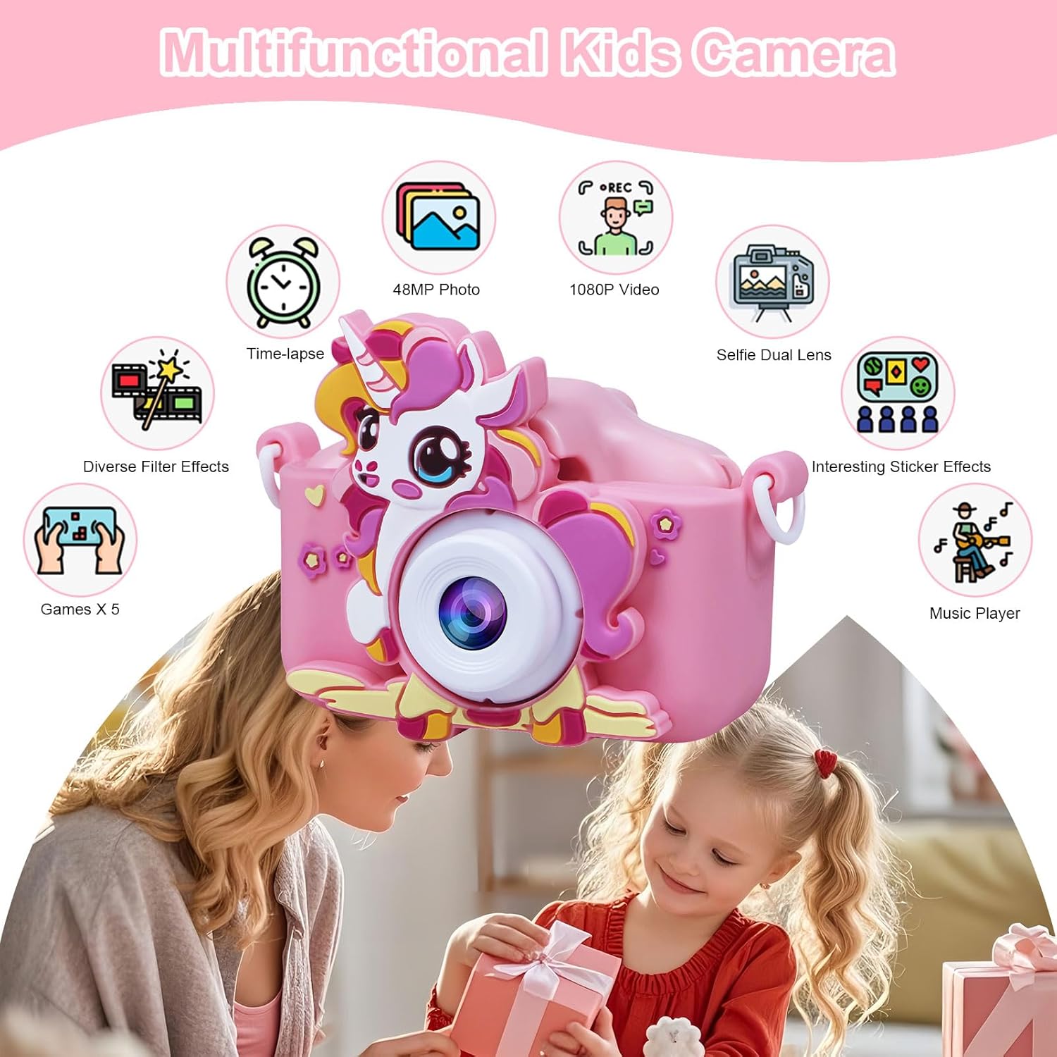 Kids Camera, Boys Toys for 3-12 Years Old Boys, 1080P HD Dual Lens Kids Digital Camera Christmas Birthday Gifts, Kids Camera for Video and Selfies - Includes 32G SD Card​ - Image 2