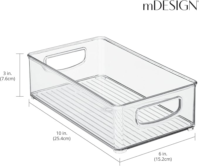 mDesign Organizador de Baño Plástico con Asas, 2 Piezas, Transparente miniatura 2