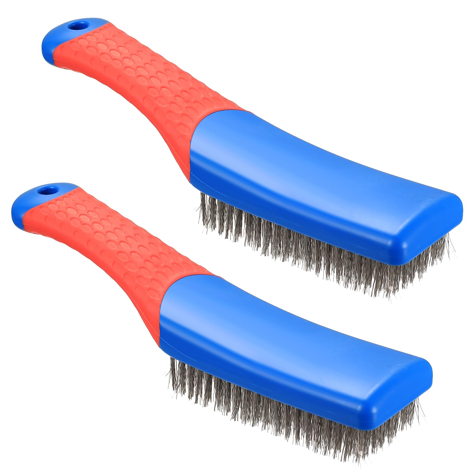 LJAPPLIED2pcs Stainless Steel Wire Brushes Set,Heavy Duty Reinforced Metal Hard Cleaner Bristle Cleaning Wire Scratch Scrubbing Brushes,with Handle,for Cleaning Rust Removal Paint BBQ Grill Industrial