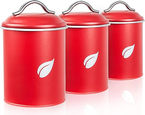 Miniatura 9 de Saf-Care SC-002 - Juego de recipientes de cocina rojos para decoración de cocina con múltiples fines de conservación con tapas herméticas selladas,
