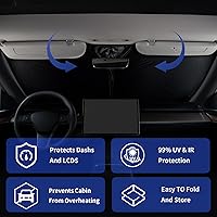 Vista 45 de Parasol de parabrisas de ajuste personalizado para Nissan Titan 2017-2024, bloquea los rayos UV y el calor, parasol de ventana delantera, fácil