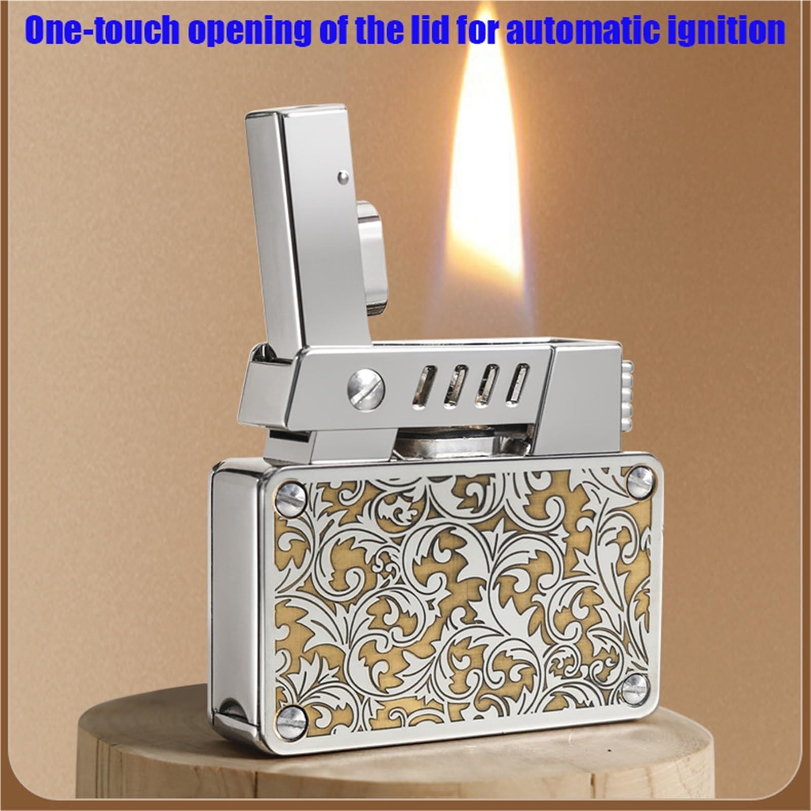 Briquet au kérosène - Double cœur - Rechargeable - Verrouillage de sécurité - Allumage automatique - Idéal pour barbecue, bougies, activités en plein air et camping
