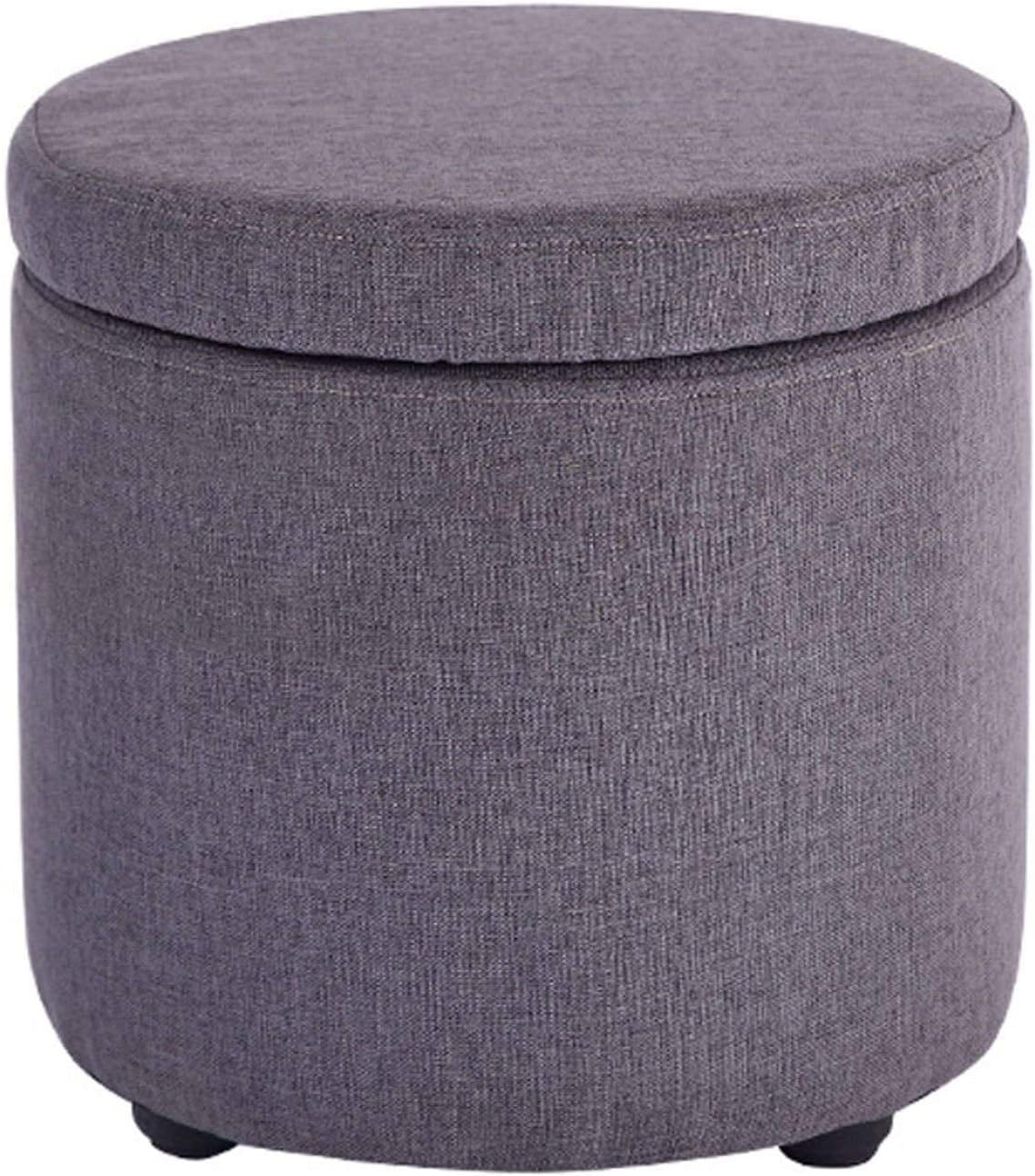 Repose-Pieds Boîte de Rangement Ronde pour Gagner de l'Espace Bleu 32cm
