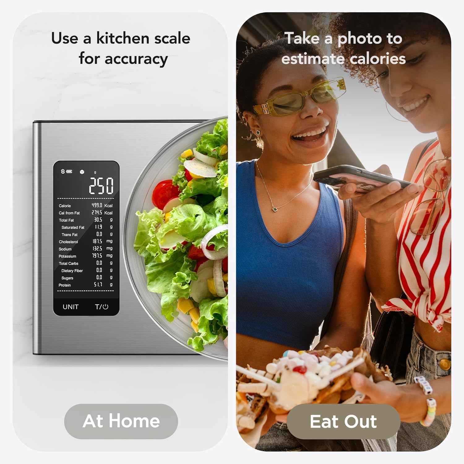 Ultrean Balanza Inteligente de cocina de precisión de 1 g/0,1 oz, báscula digital de cocina con pantalla LED HD, acero inoxidable, para cocinar y hornear