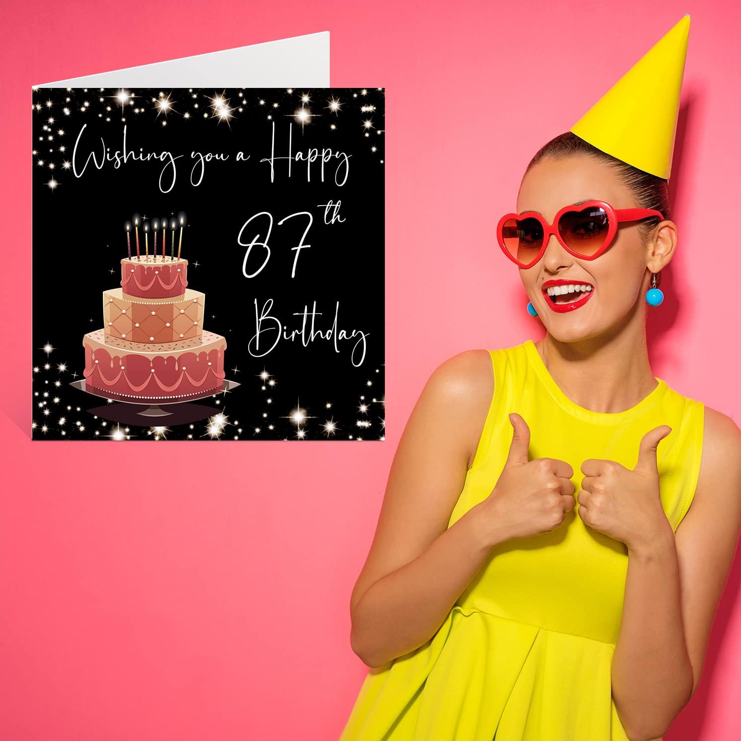 87th Birthday Card for Women Men - Stylish Elegant - Happy Birthday Cards for 87 Year Old Woman Great Grandma Grandpa Mom Dad Papa Aunt, 5.7 x 5.7 Inch Eighty-Seven Eighty-Seventh Greeting Cards Gift - Image 7