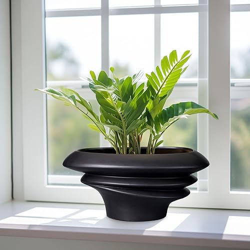 Miniatura 6 de SQOWL Macetas de bonsái  Maceta de cerámica para suculentas de 12 pulgadas para plantas de interior y exterior, maceta decorativa con agujero de