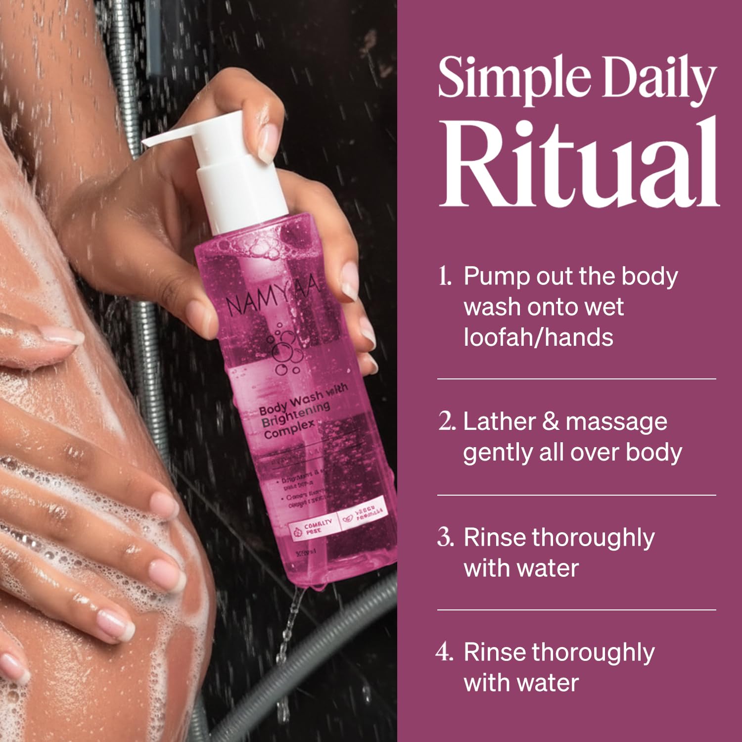 Namyaa Body Wash With Niacinamide Vitamin C Brightening Complex Fades Dark Spots Evens Skin Tone Gentle Daily Shower Gel 250ml Pack Of 1 2