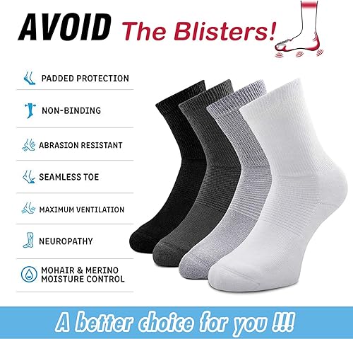 Miniatura 4 de Busy Socks Paquete de 4 calcetines para diabéticos sin encuadernación para hombres y mujeres, calcetines acolchados gruesos de algodón