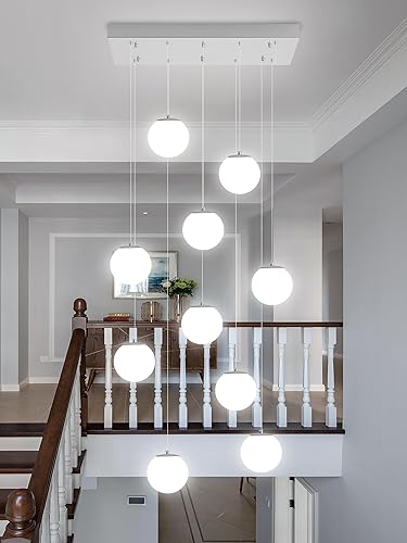 Miniatura 21 de Lámpara Colgante de Globo de Vidrio de 6 Luces Moderna Candelabro de Globo de Vidrio Gris Humo Grandes Candelabros para Techos Altos Entrada Luz