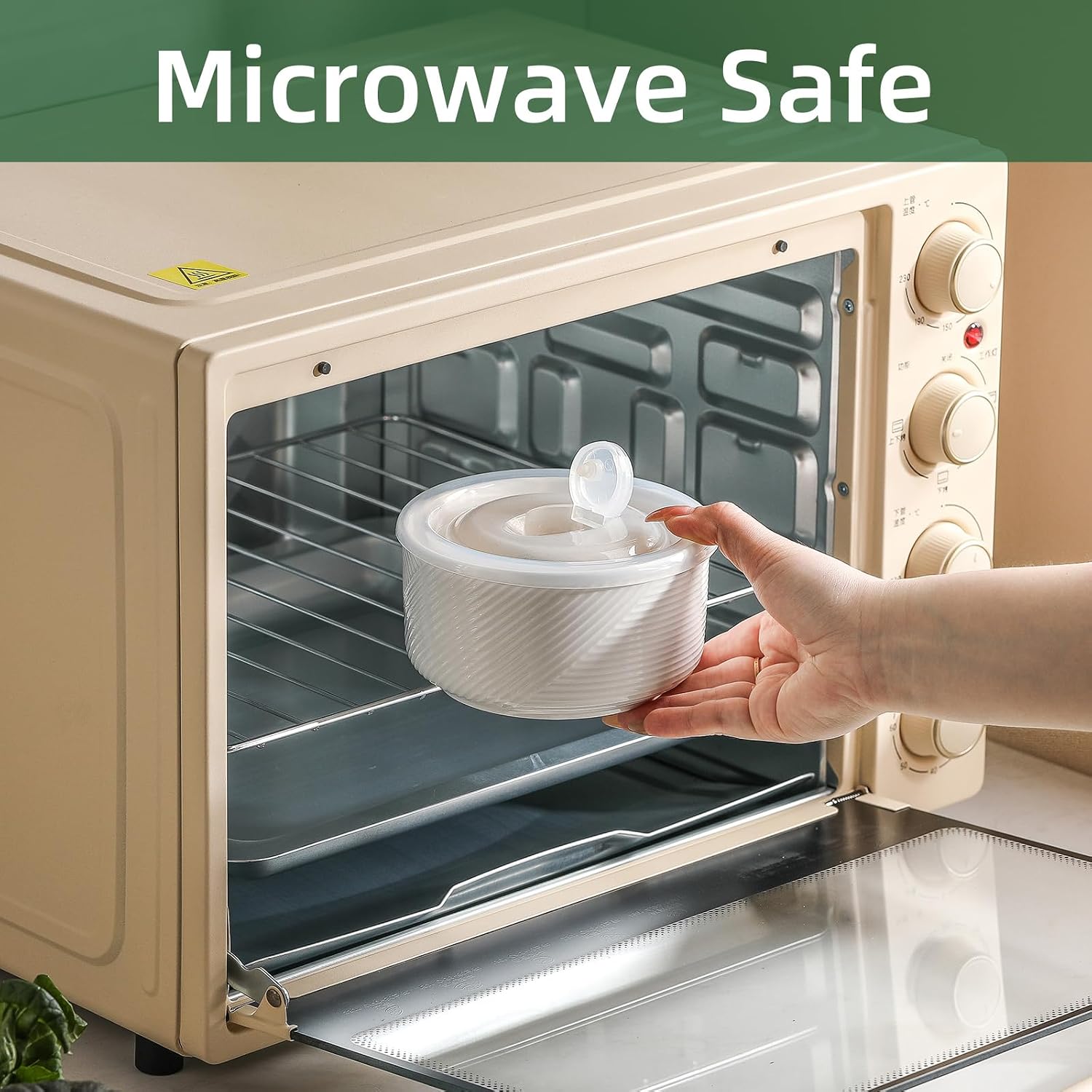 Ceramic Bowl with Lid, Microwave Safe - 20 oz White image 3