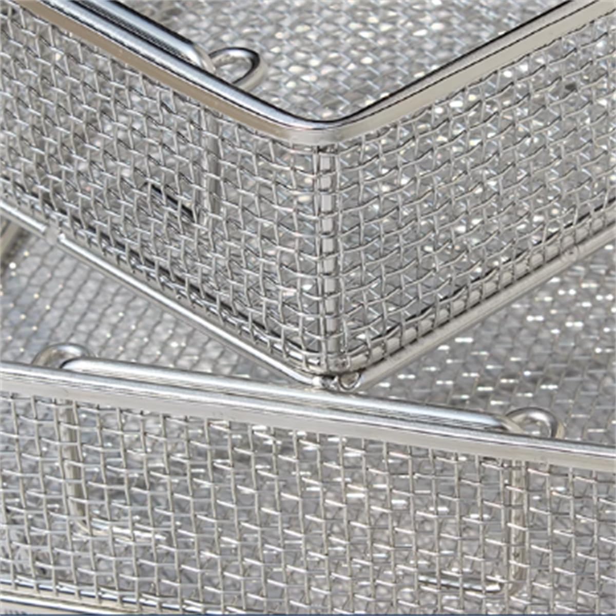 Cesta de esterilización médica de Acero Inoxidable 304, Bandeja de Instrumentos médicos Reutilizable con asa Cestas de esterilización de Instrumentos, para Hospital,40 * 40 * 10cm
