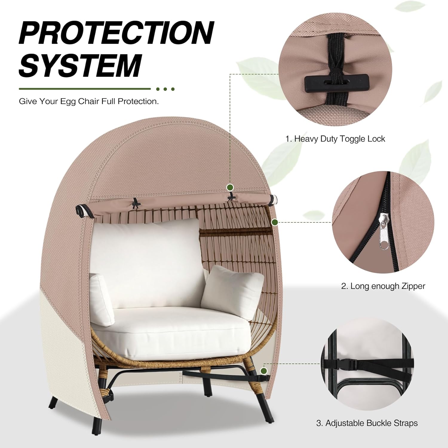 Porch Shield Patio Egg Chair Cover - 600D Waterproof and UV Resistant Wicker Outdoor Basket Chair Cover 54W x 43D x 60H inches