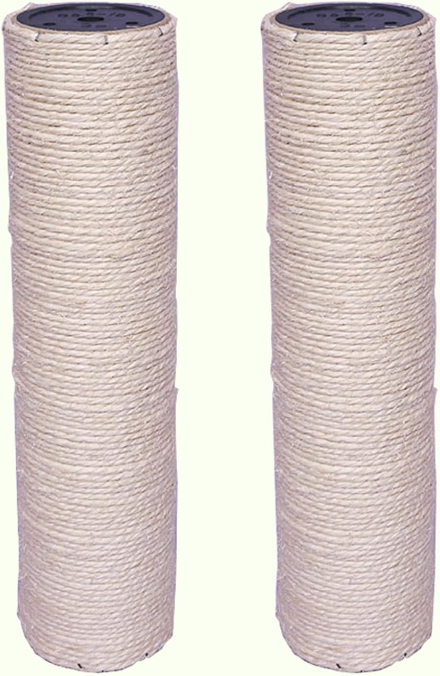 2Pcs M10 Cat Tree Replacement Posts - 10mm Bolt Sisal Cat Scratching Post Replacement Pole DIY M10 Bolt Sturdy PVC Tubes 3.34 * 15" (White)