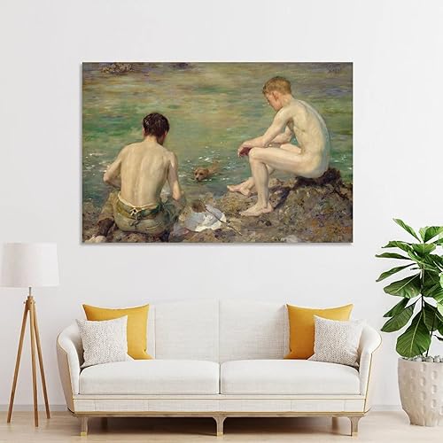 Miniatura 4 de Henry Scott Tuke - Póster decorativo de tres compañeros, arte de pared para sala de estar, dormitorio, 12 x 18 pulgadas (11.8 x 17.7 in)