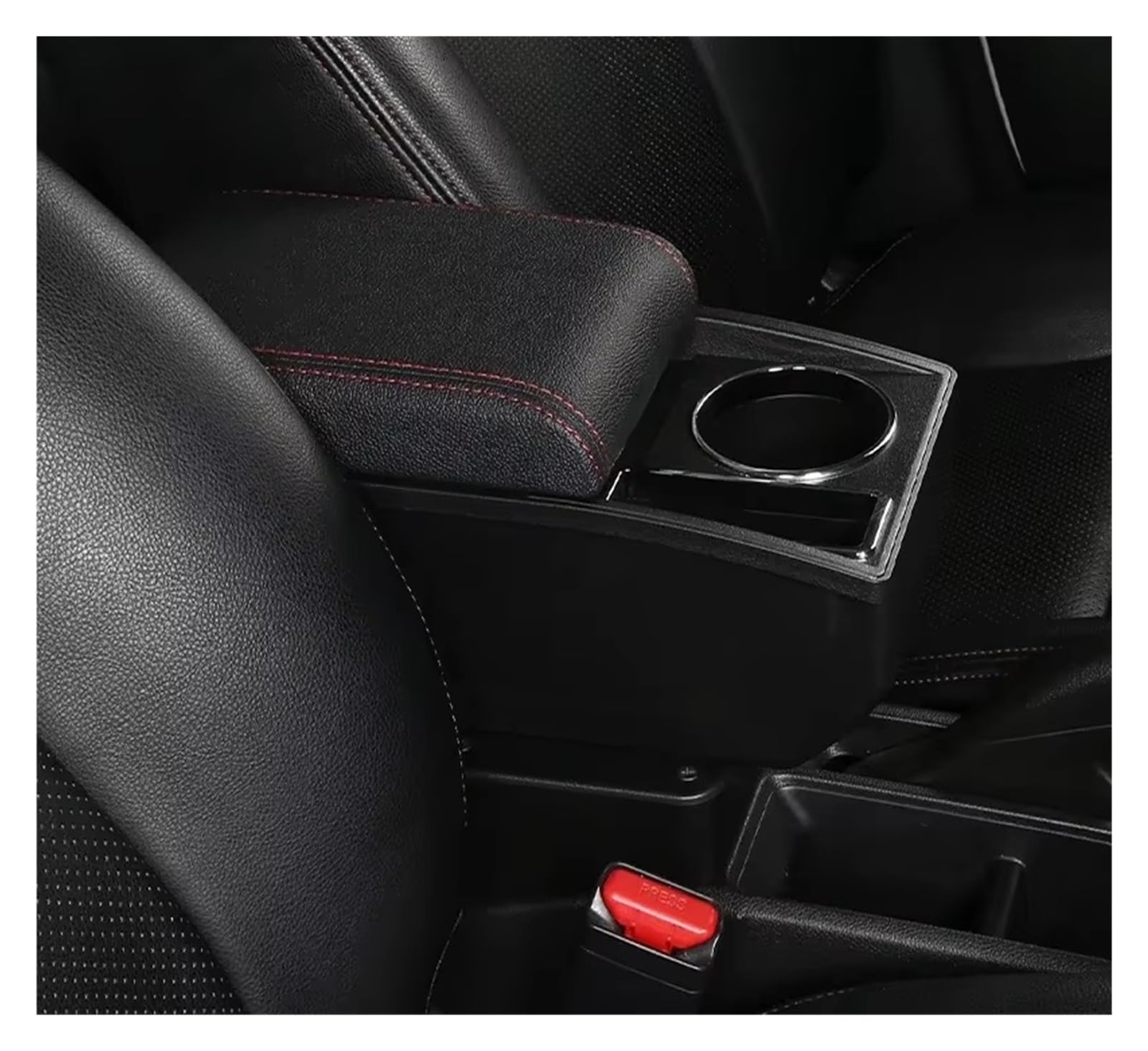 CGBWMB Arm Rest for Car For Suzuki For Jimny JB74 2018 2019 2020 2021 2022 2023 2024 2025 Multi-function Seat Armrest Center Console Storage Box Armrest Box(Red Line)