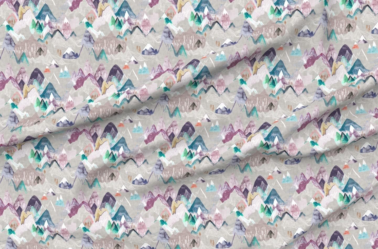Spoonflower Fabric - Call Mountains Rainbow Pink Purple Happy Girl Snow Colorful Mountain Printed on Minky Fabric by The Yard - Sewing Baby Blankets Quilt Backing Plush
