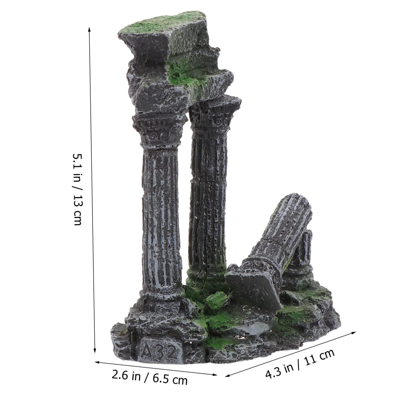 Yardwe Aquarium Decoration en Résine, Colonne Romaine pour Aquarium, Décor Paysager, Cachette pour Poissons et Reptiles, Usage Solide sous l'eau Couleur Aléatoire