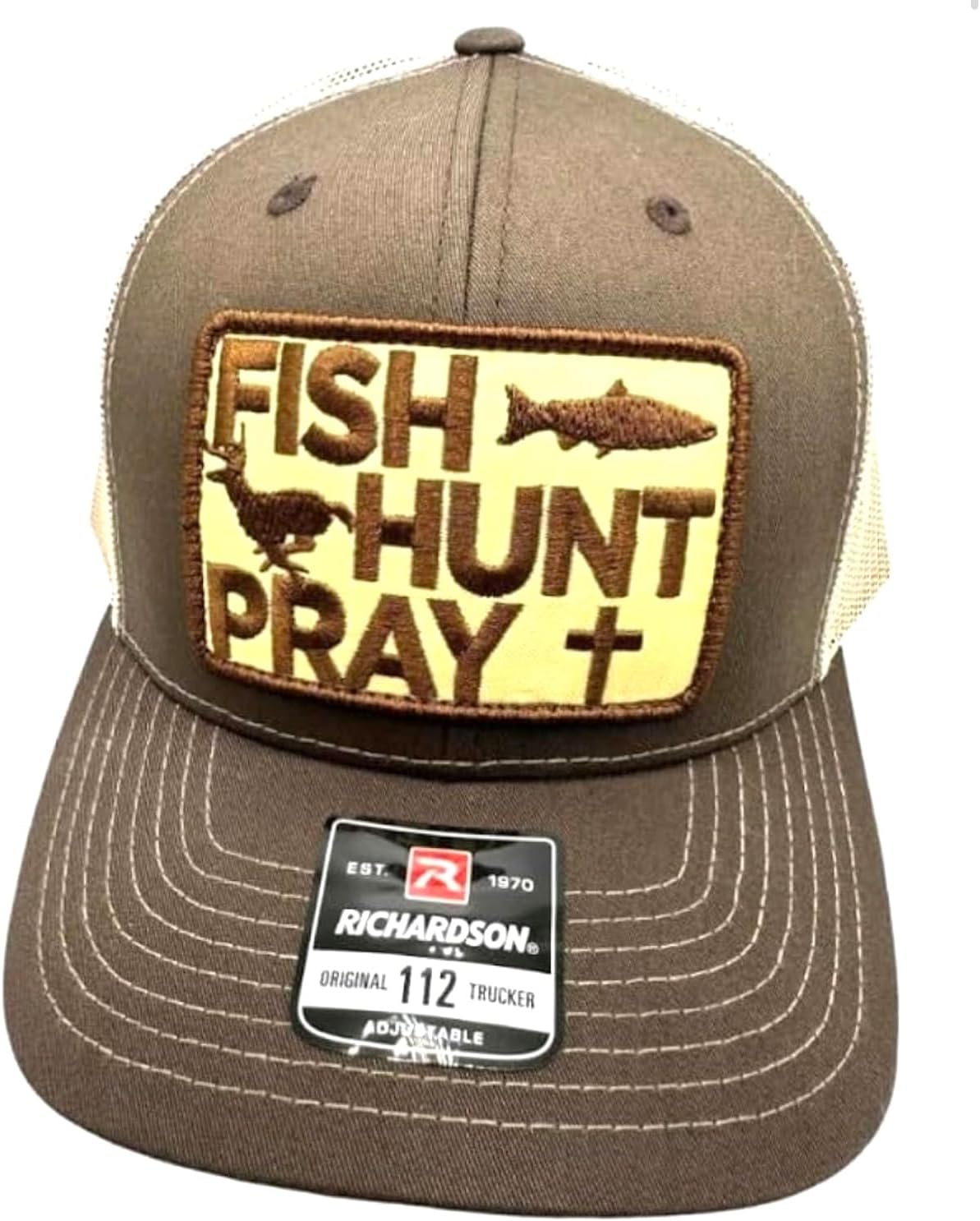 Trucker Hat, Fish Hunt Pray, Brown