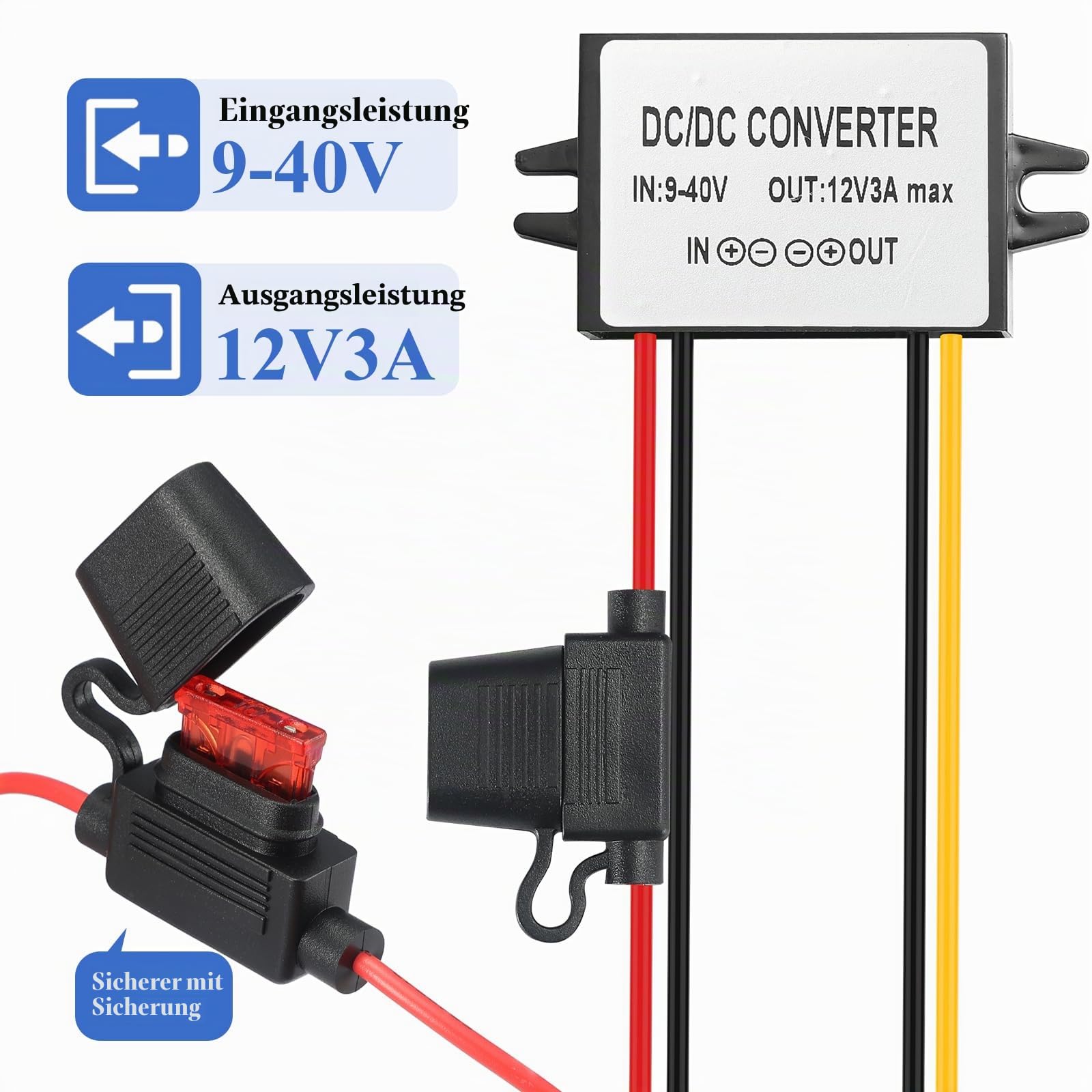 DC 12V Spannungsregler DC 9V-40V auf 12V 3A Spannungs-wandler 36W Automatik Buck-Boost Converter-Wasserdicht IP67 CE/ROHS
