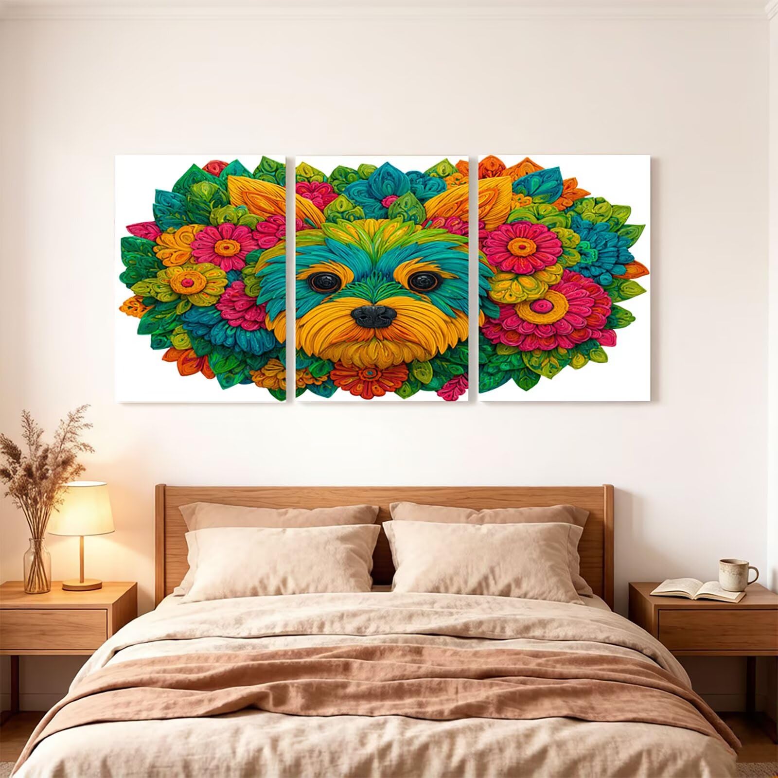 Zestaw 3 sztuk diamentowych obrazów Chien, 5D "zrób to sam" do malowania według liczb, dla dorosłych z diamentami 60 x 90 cm x 3 szt., zestaw do malowania diamentami Fleur, kamienie strasu, zestaw do
