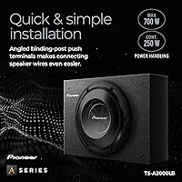 Vista 4 de PIONEER Subwoofer TS-A2000LB Serie A de 8 pulgadas – 700 W máximo, diseño de montaje poco profundo precargado, graves profundos en espacios