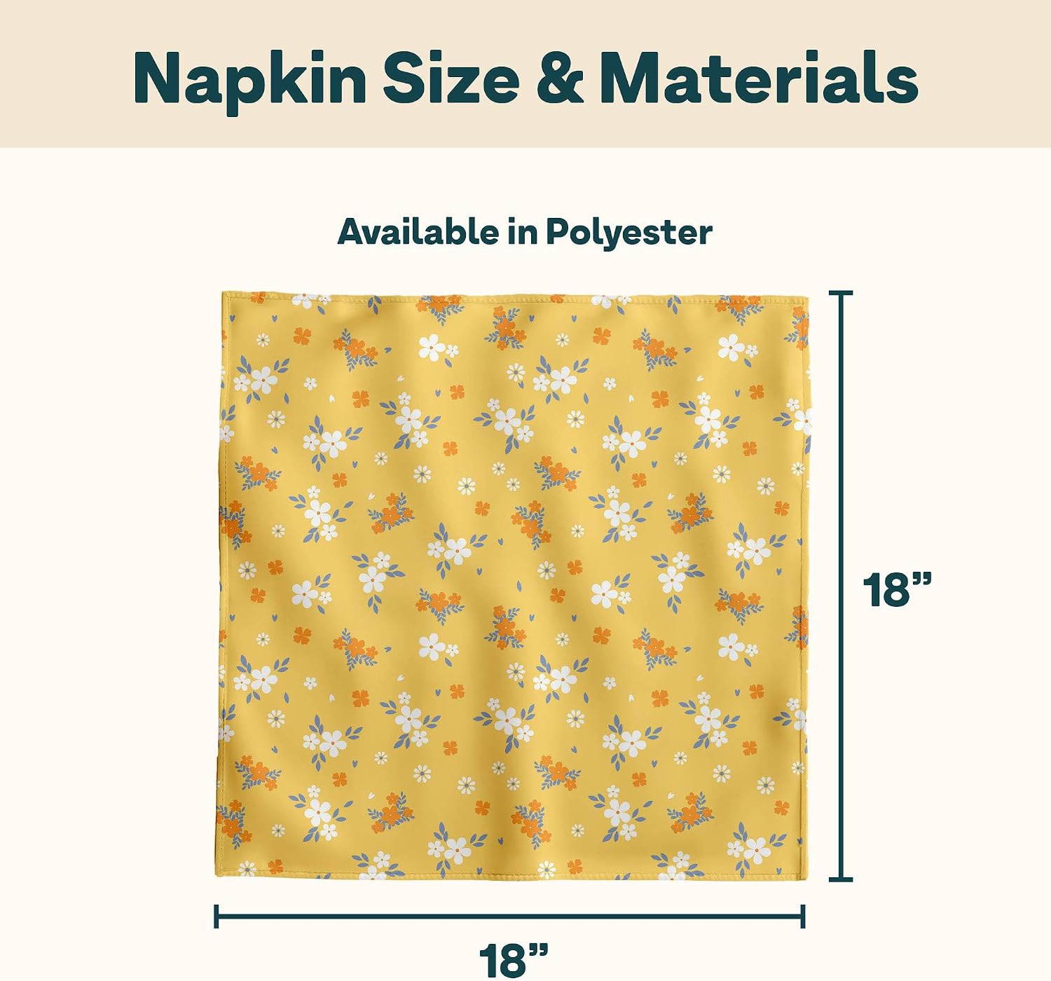 Floral Napkins | Made in USA | 18" x 18" Cloth Table Napkins | Absorbent, Washable, Reusable, Stain & Wrinkle Resistant | Spring Table Decor | Dining Linens | Orange - 12pack
