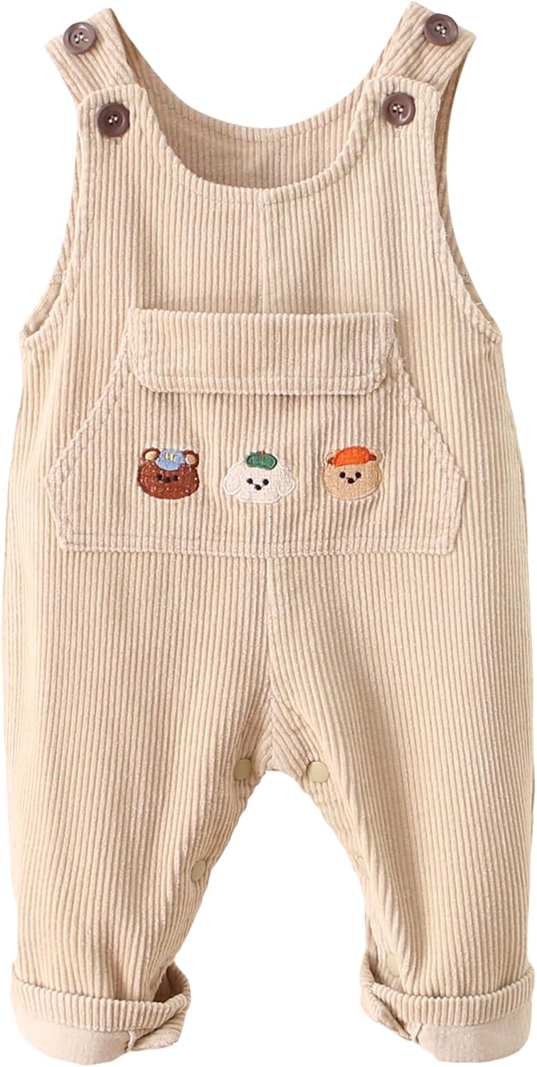 Happy Cherry Toddler Corduroy Overalls Bib Pants Infant Baby Boy Girls Suspender Jumpsuit Romper 6M-3T