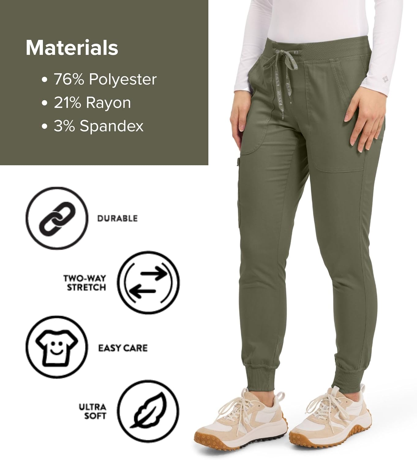 Med Couture Scrub Pants For Women Cargo Jogger Bottoms with 5 Pockets, Lightweight, Ultra Soft, 2-Way Stretch Fabric - MC7710 - Image 6