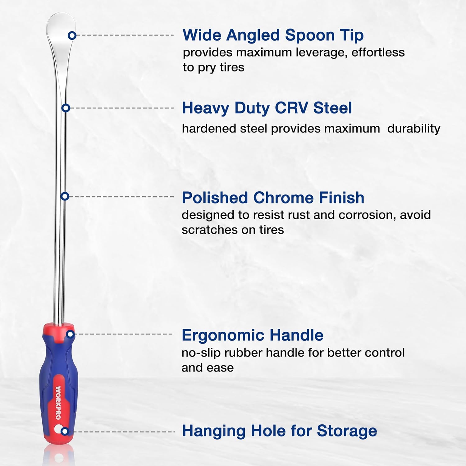 WORKPRO 14.5” Steel Tire Spoons Tool Set, 23-Piece Tire Iron Set with Storage Bag, Tire Removal Tools, Tire Changing Tools, Tire Repair Tools, Tire Levers for Motorcycle, Bicycle, Car and Lawn Mower