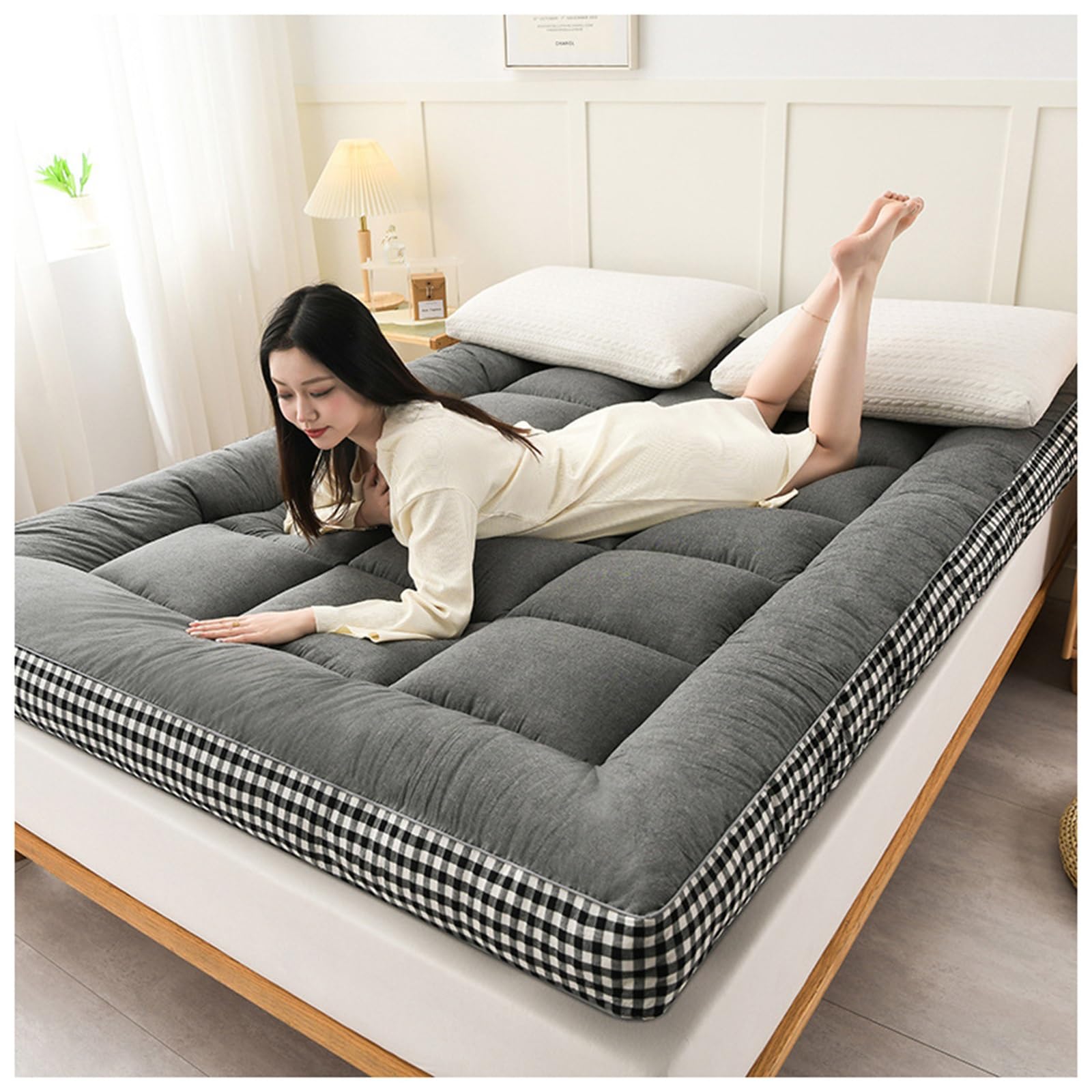 Matelas Japonais, Matelas futon Japonais Tatami, Matelas de Couchage, lit d'appoint, Multicolore, Plusieurs Tailles(Grey,100x190cm)