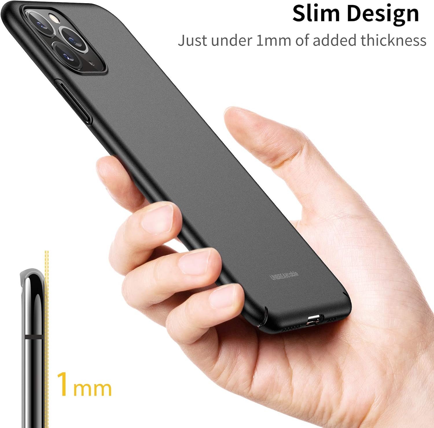 UNBREAKcable Case for iPhone 11 Pro - Ultra Thin Lightweight Stylish Protective Cover Case for iPhone 11 Pro 5.8-inch [Slim Hard PC, Anti-Slip, Anti-Scratch] - Black