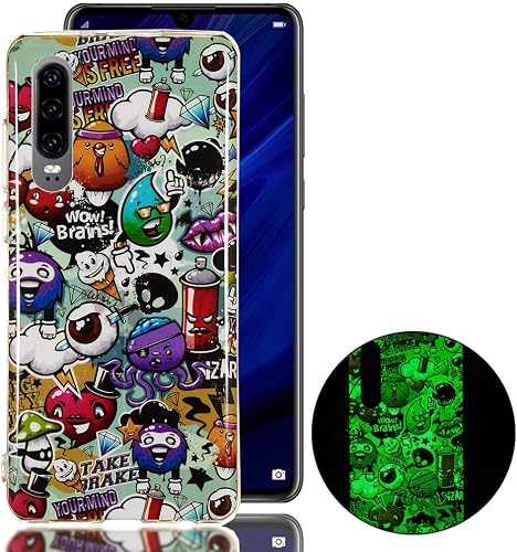 Huawei P30 Custodia TPU  Stampa Del Modello Nottilucenti Silicone Morbido TPU Cover  Slim Anti Scivolo Custodia Protezione Posteriore Antiurto Cover Del Telefono Per Huawei P30  Metallo pesante 