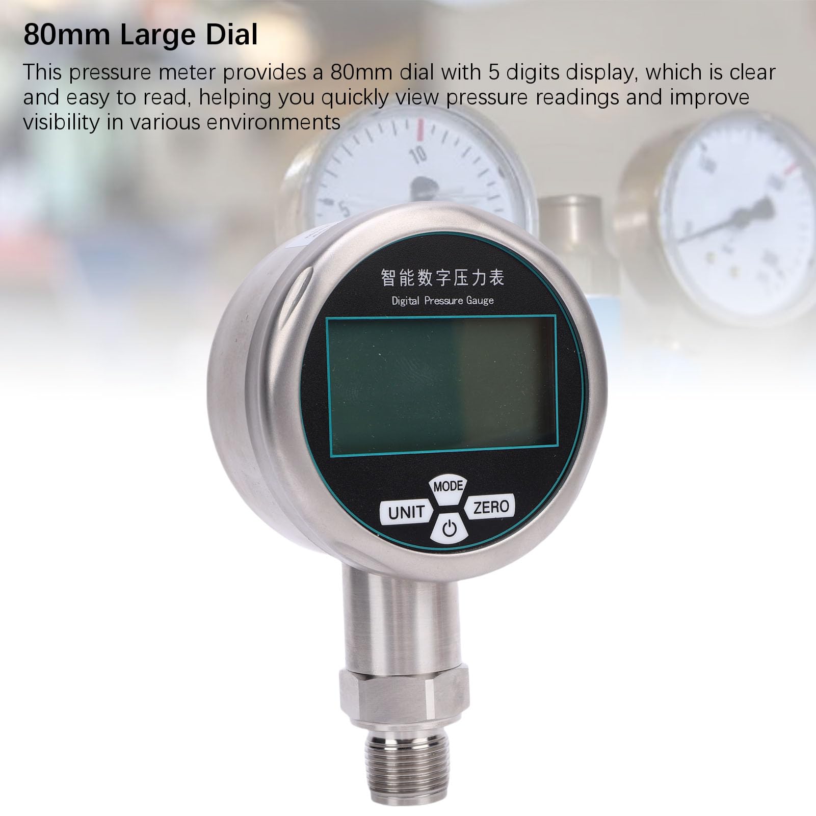 VBESTLIFE Medidor de Presión Digital 5 Dígitos 1MPa para Agua Aceite Gas