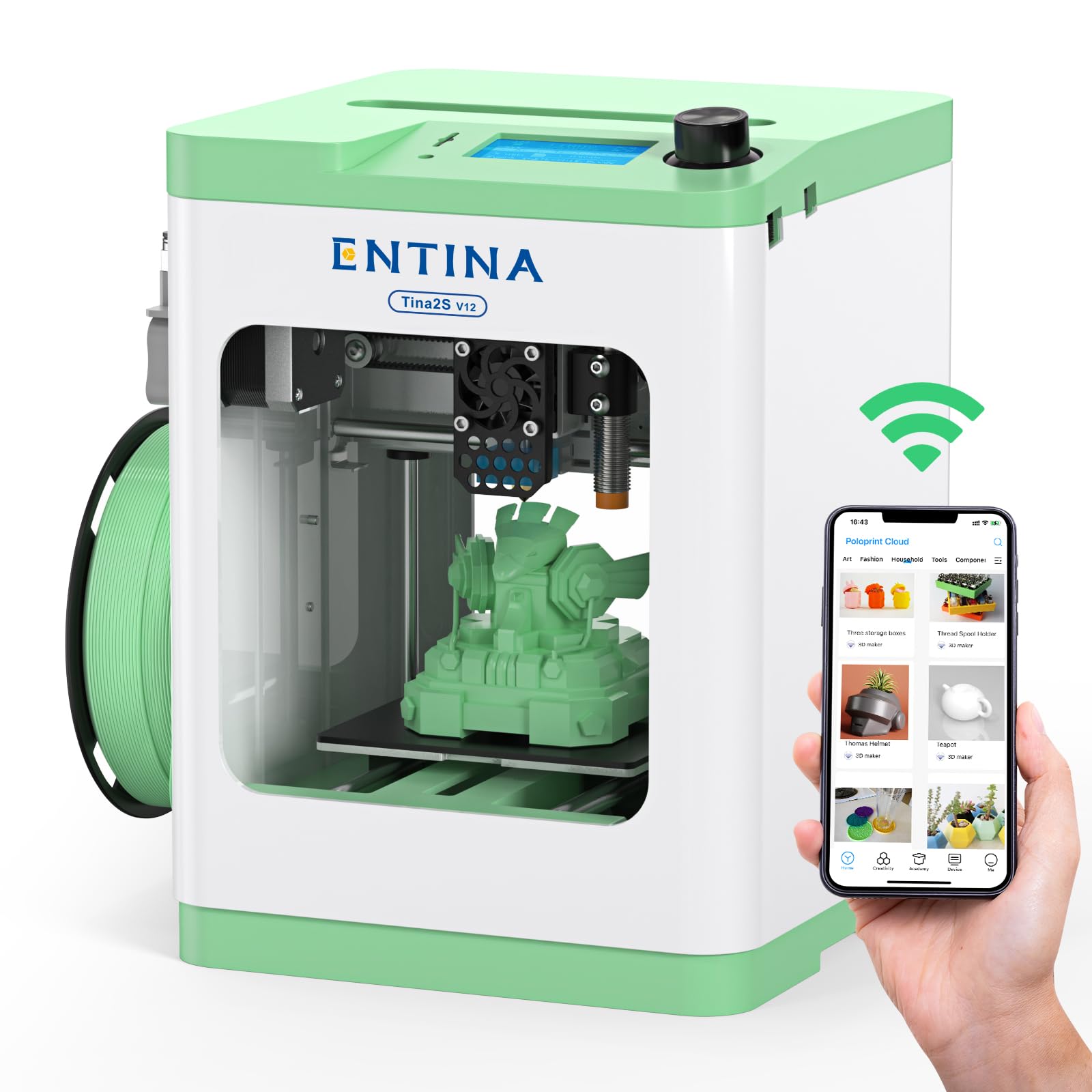 Entina Tina2S 3D Printers with WiFi Cloud Printing, Huge Models