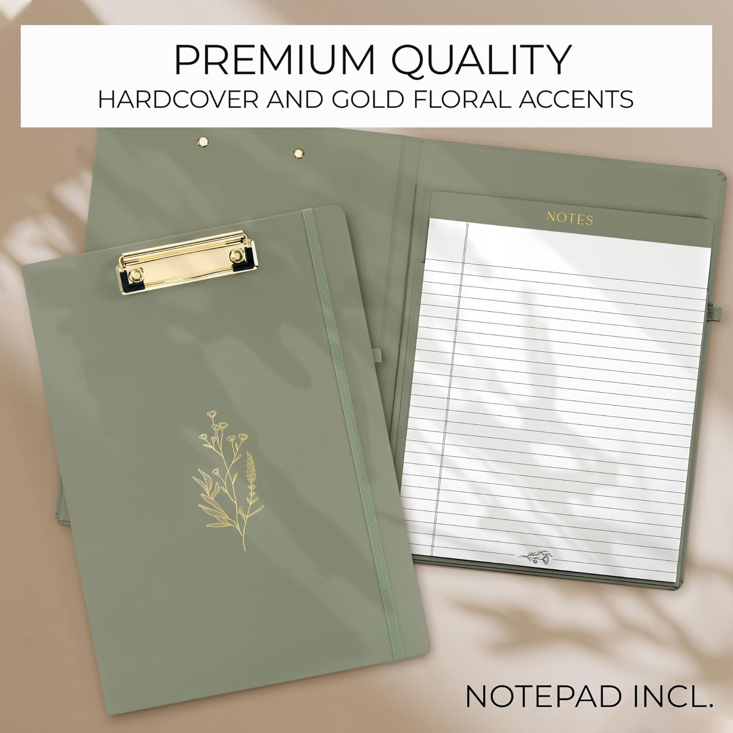 Aesthetic Clipboard Folio with Refillable Lined Notepad & Interior Pocket – Cute Padfolio/Legal Pad Holder for Women – Easily Organize Notes at Work, School, or Home - Image 2