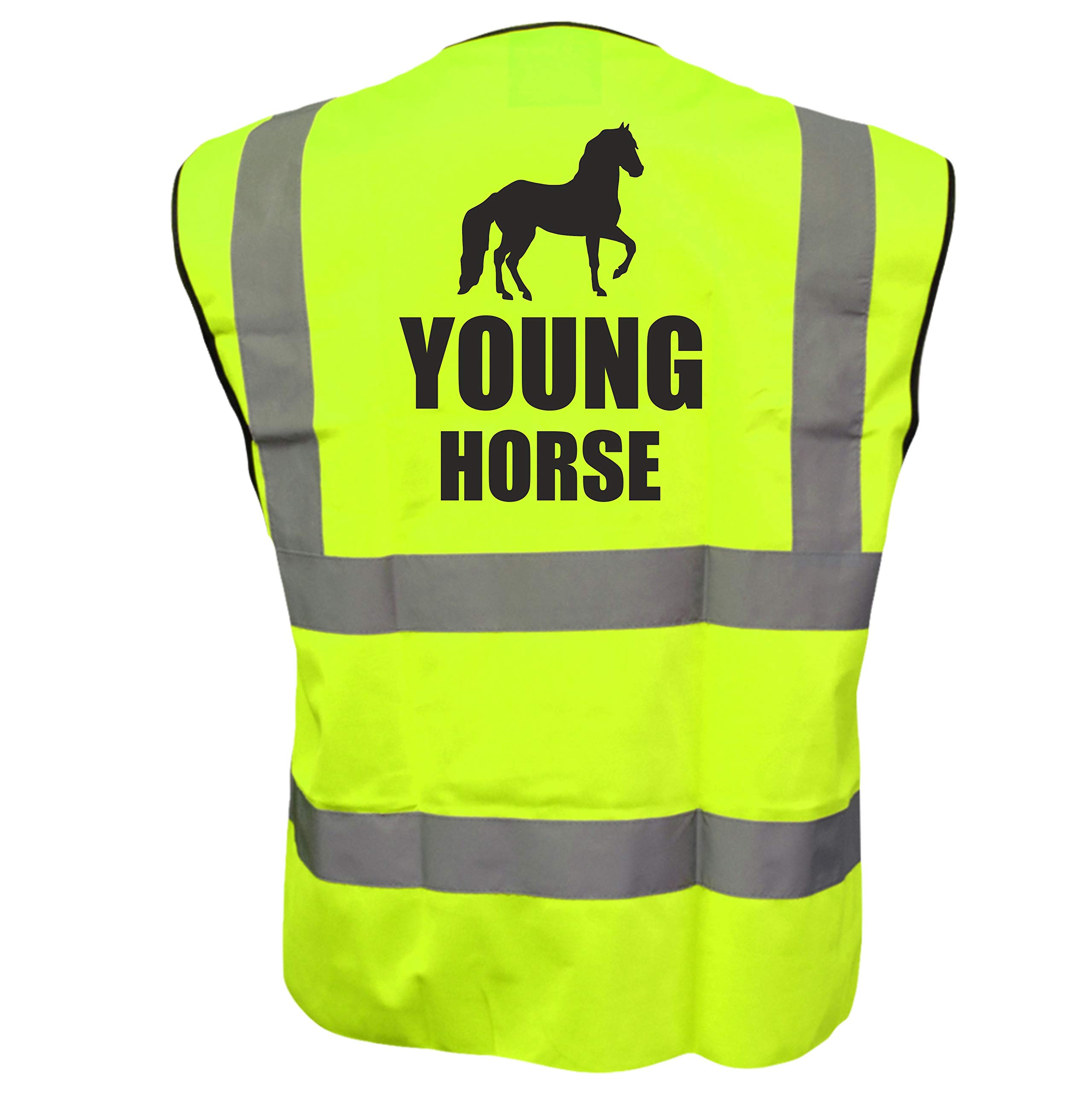 Equestrian YOUNG HORSE Hi Viz Vis Vest Horse Riding Reflective Waistcoat Jacket Road Safety Visibility Yellow XXX-Large