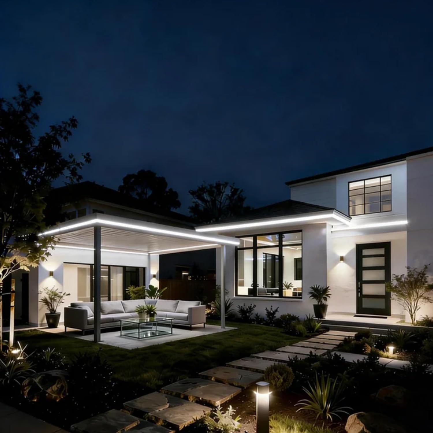 Striscia LED COB 10 m, 230 V, collegamento diretto a LED, impermeabile, autoadesiva, per esterni, flessibile, 6000 K, bianco freddo, per interni ed esterni, illuminazione