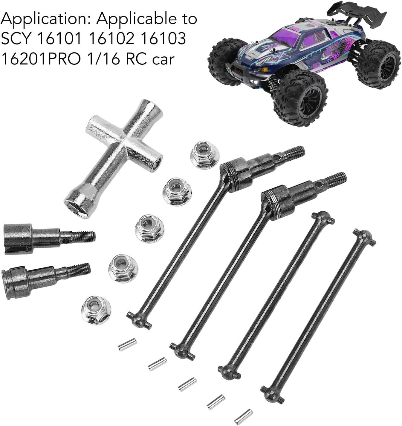 RC Front Rear Drive Shaft Set Steel CVD Driveshaft for SCY 16101 16102 16103 16201PRO RC Car