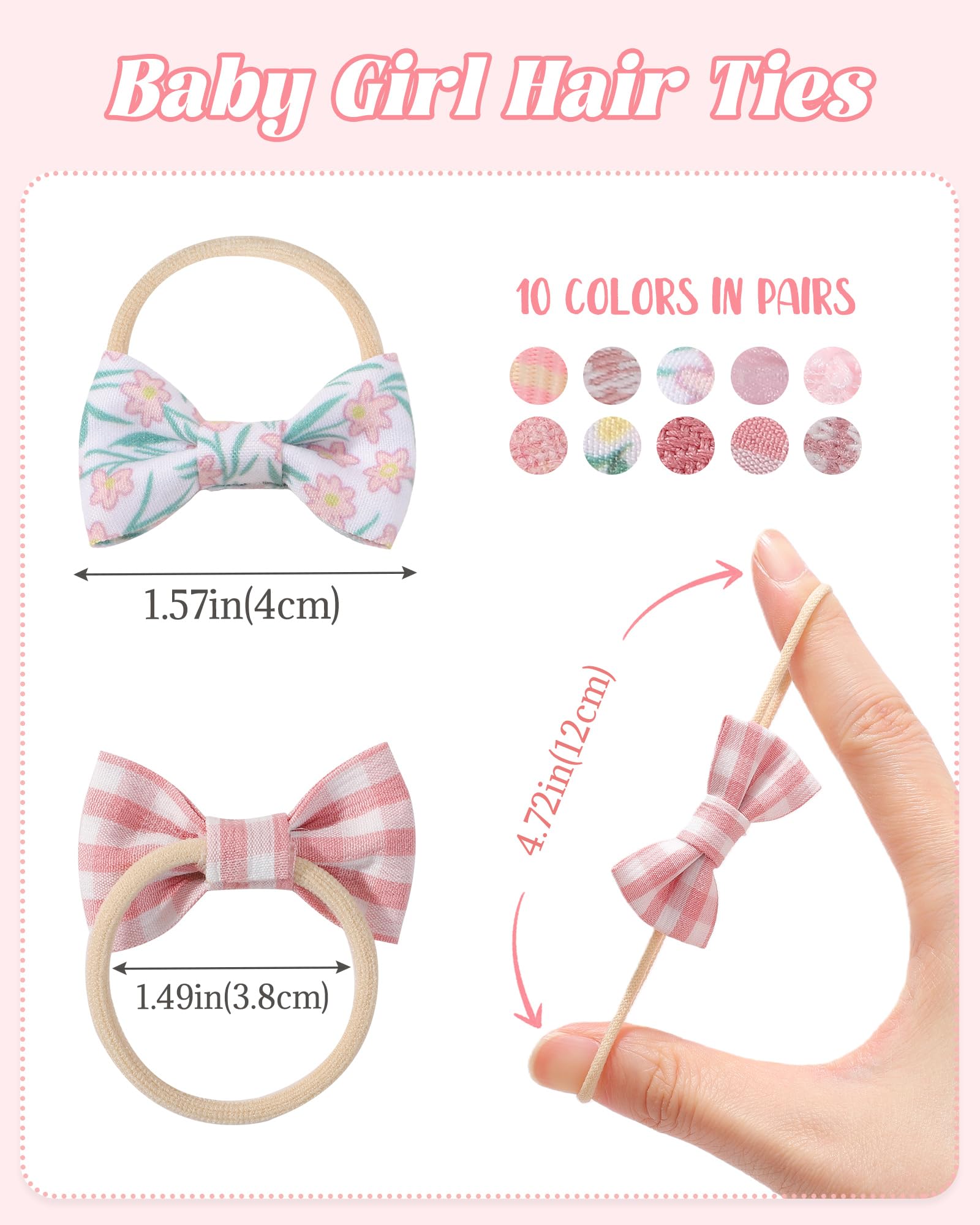 20PCS Baby Girls Hair Bows Ties Small Ponytail Bow Holder Boutique Tiny Rubber Band Elastic Accessories for Kids Toddlers - Image 2