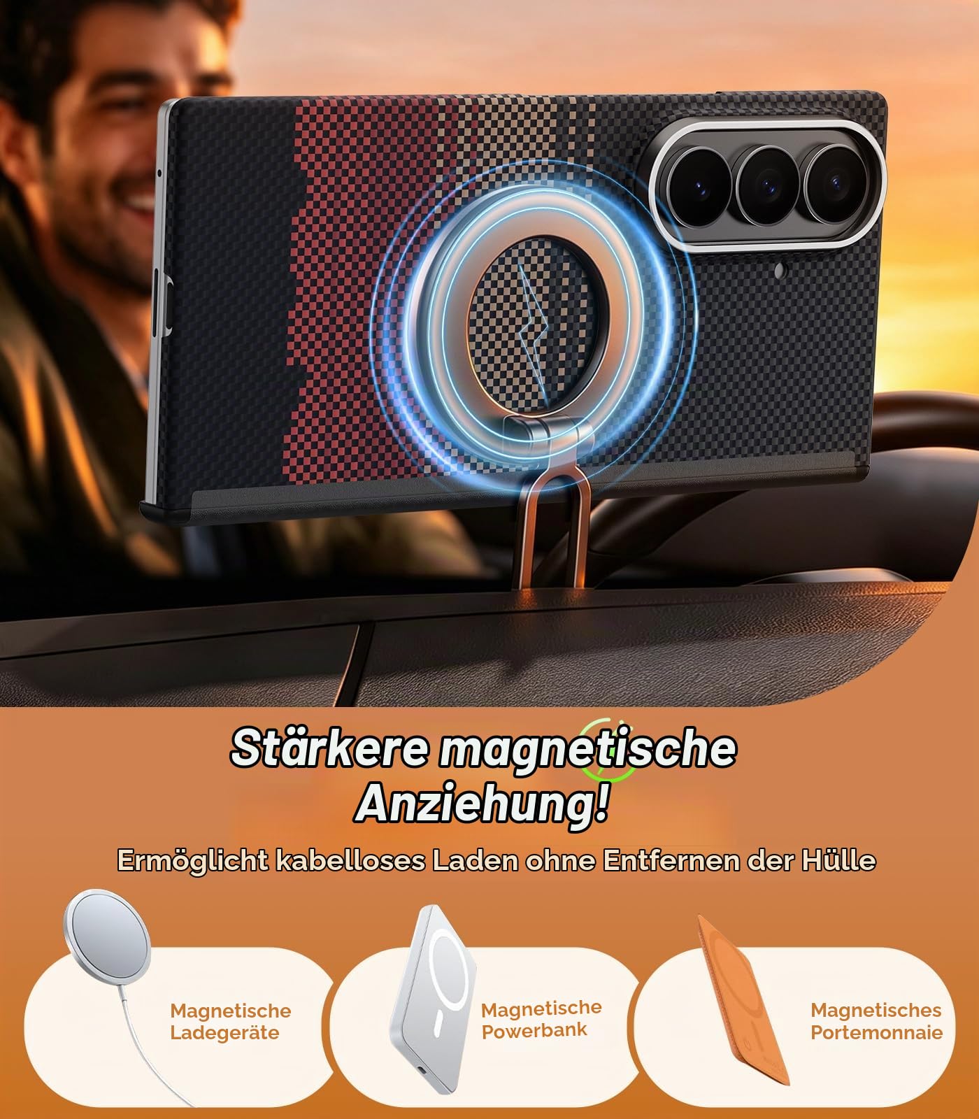 memumi Magnetische Aramidfaser-Hülle für Samsung Galaxy Z Fold 8 Ultra