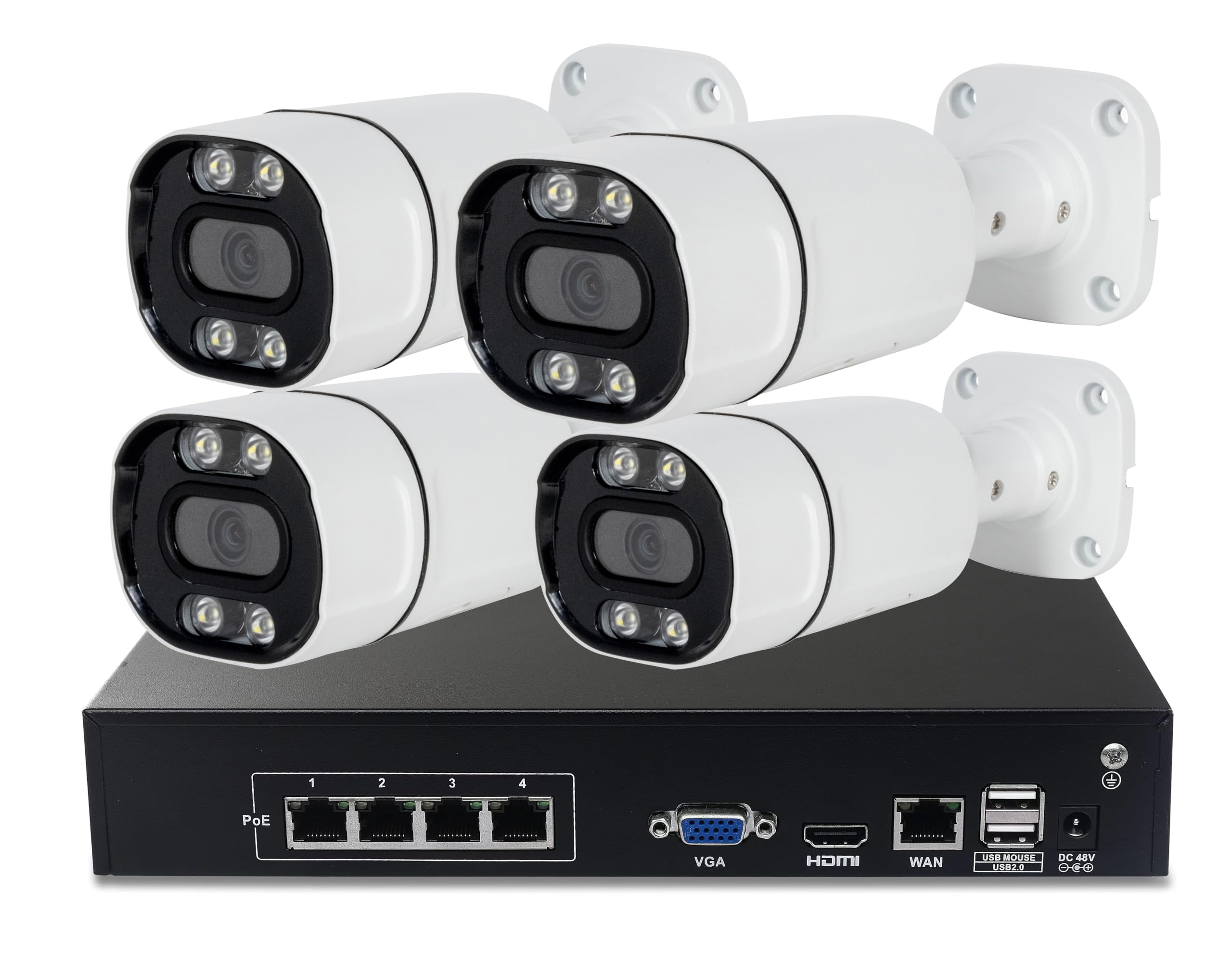 5MP Security Camera System, 4pcs H.265 5MP PoE Audio Security Cameras with Smart Person Vehicle Detection, 5MP CH NVR for 24/7 Recording