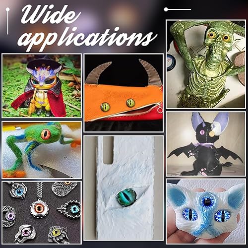 Miniatura 6 de PH PandaHall Cabujones de ojo de cristal de animales de 0.984 in, 50 piezas de azulejos de ojo de dragón aterradores, ojos rojos aterradores, ojos