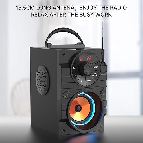 Miniatura 7 de Portable Big Bluetooth Speakers with Light, Wireless with Subwoofer, FM Radio, LED Lights, EQ, Booming Bass, Bluetooth 4.2 Stereo Loud