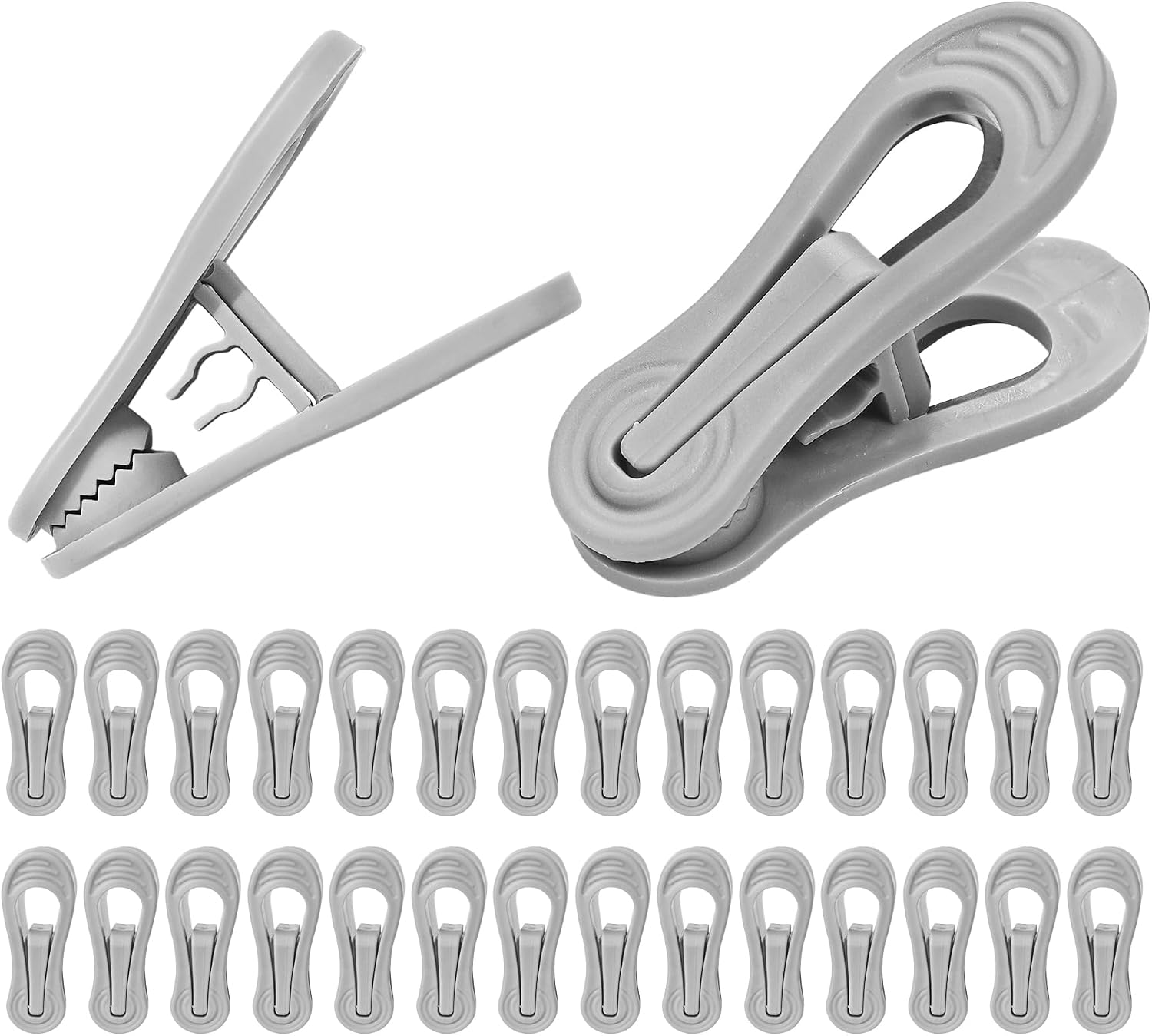 pson 30Pcs Plastic Hanger Clips, Multi Purpose Clothes Hanger Clips with Strong Pinch Grip for Skirts, Pants, Home, Office and Travel(Grey)