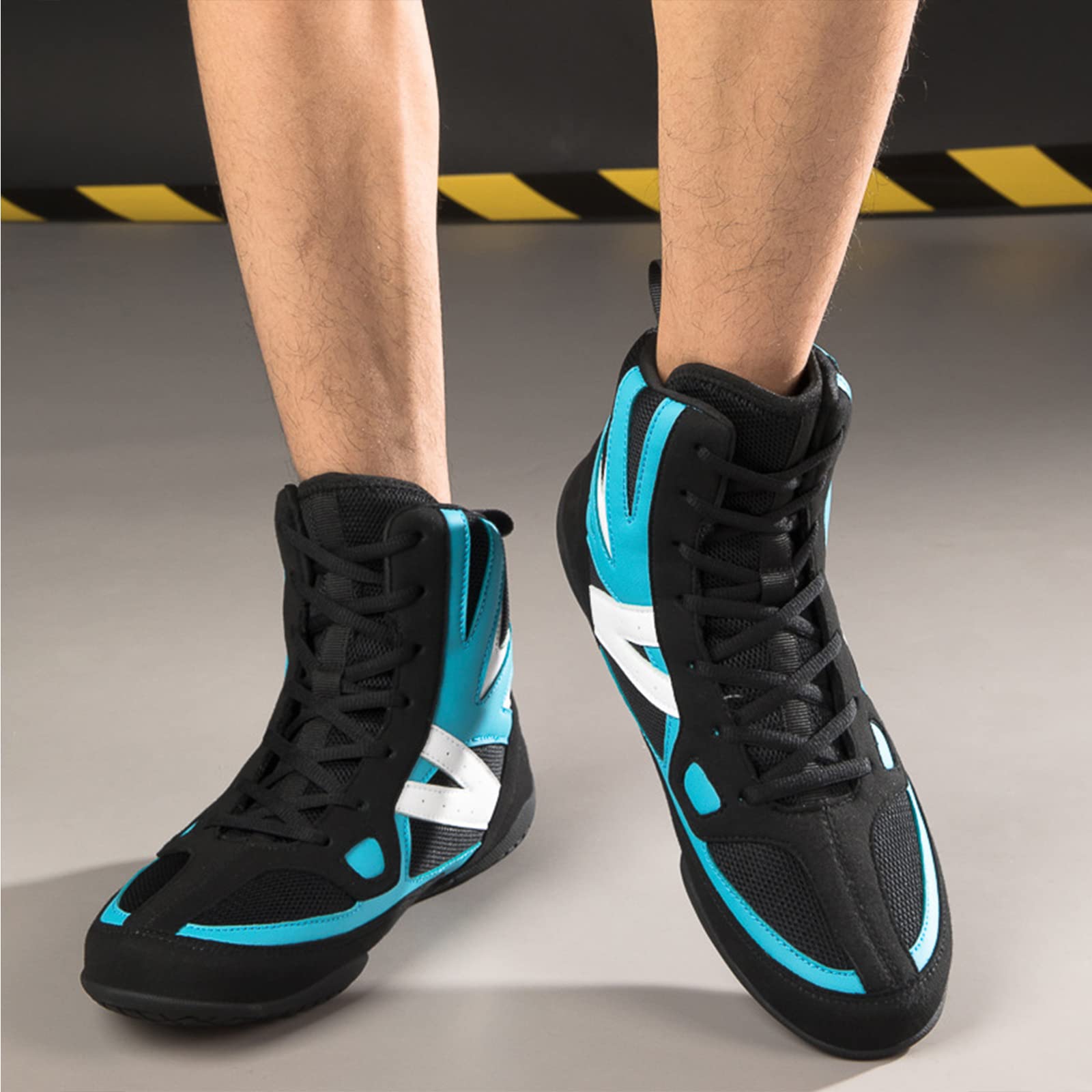 NGARY Zapatos de lucha libre para hombre, botas de levantamiento de pesas, de malla, ligeros, para culturismo, gimnasio, entrenamiento