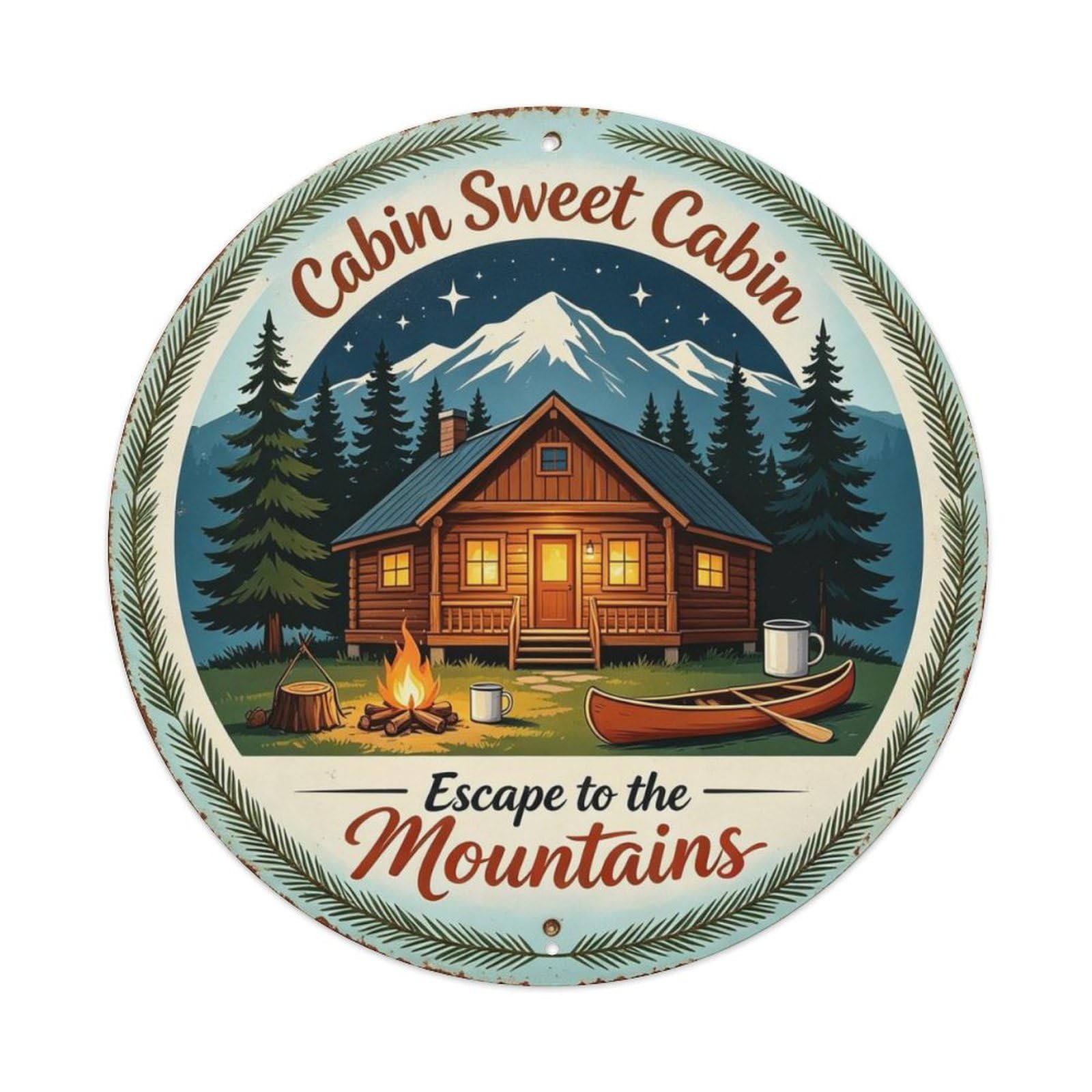 Escape To The Mountains Metal Tin Sign Plaque