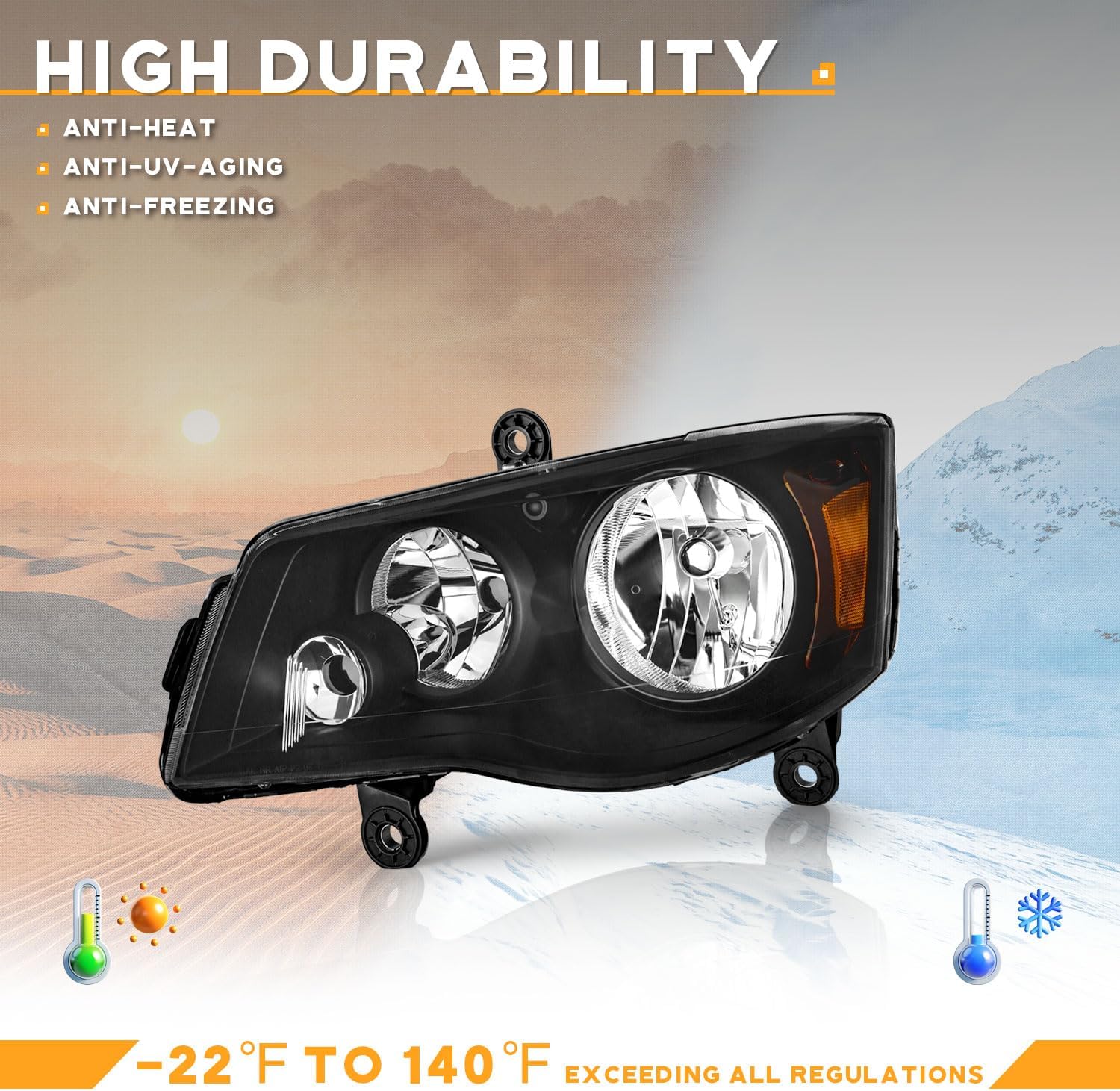 WEELMOTO for 2011-2020 Dodge Grand Caravan Headlights Assembly Compatible with 2008-2016 Chrysler Town Country Headlamp Replacement Headlight