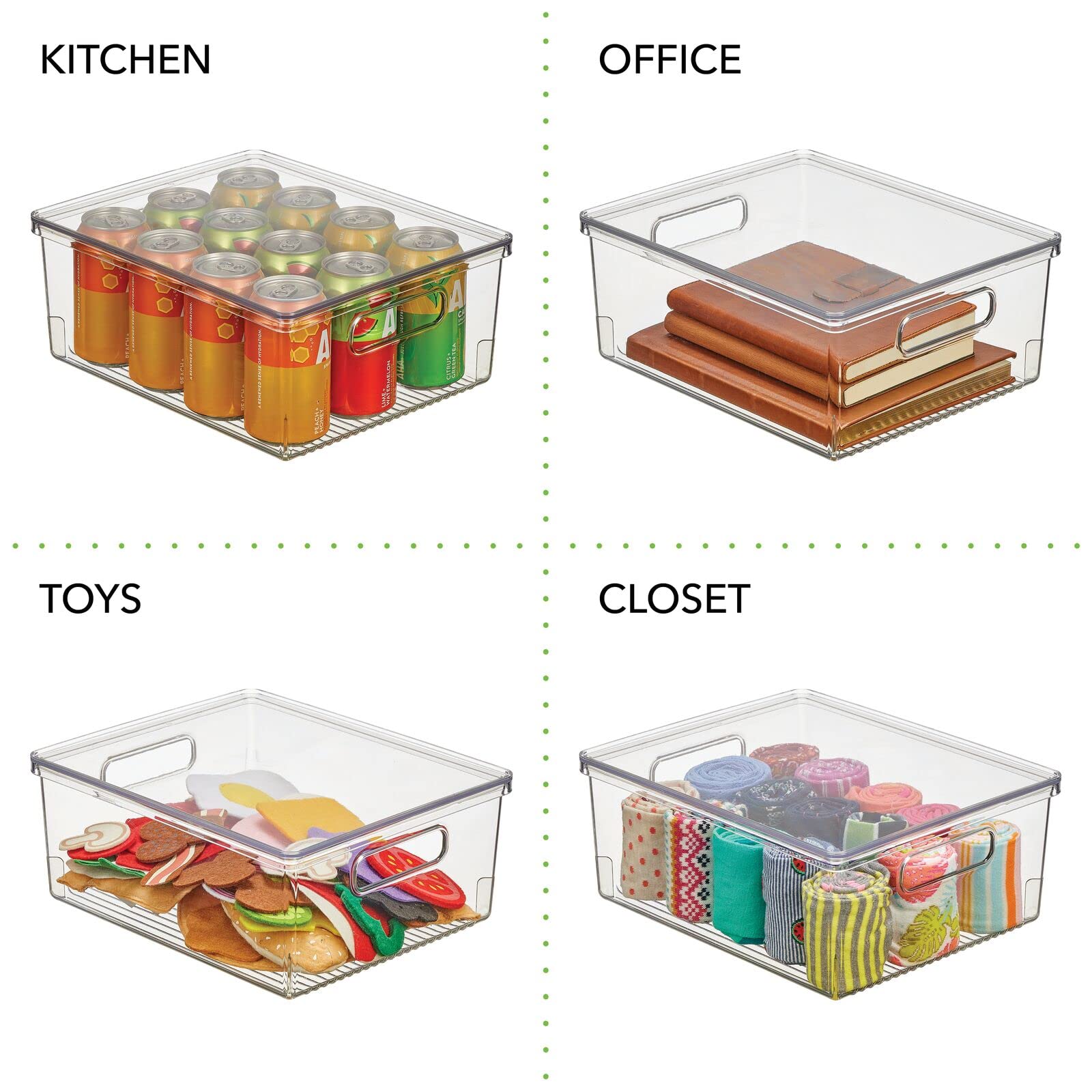 mDesign Large Plastic Stackable Kitchen Cabinet Storage Bin Box ...