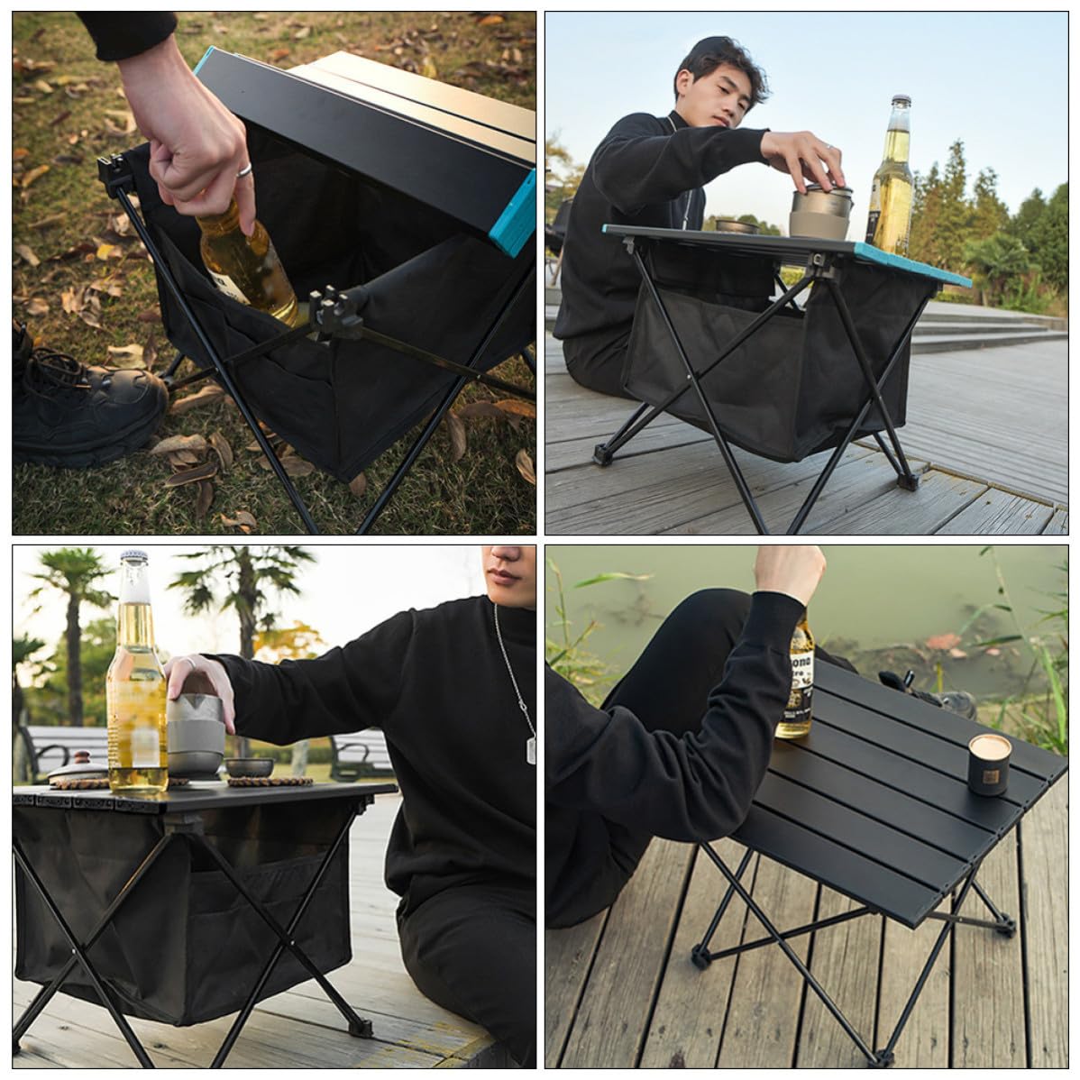 VALICLUD Tavolo Pieghevole Borsa Oxford da Campeggio in Lega di Alluminio Facile da Smontare Tasca Frontale per Picnic e Barbecue
