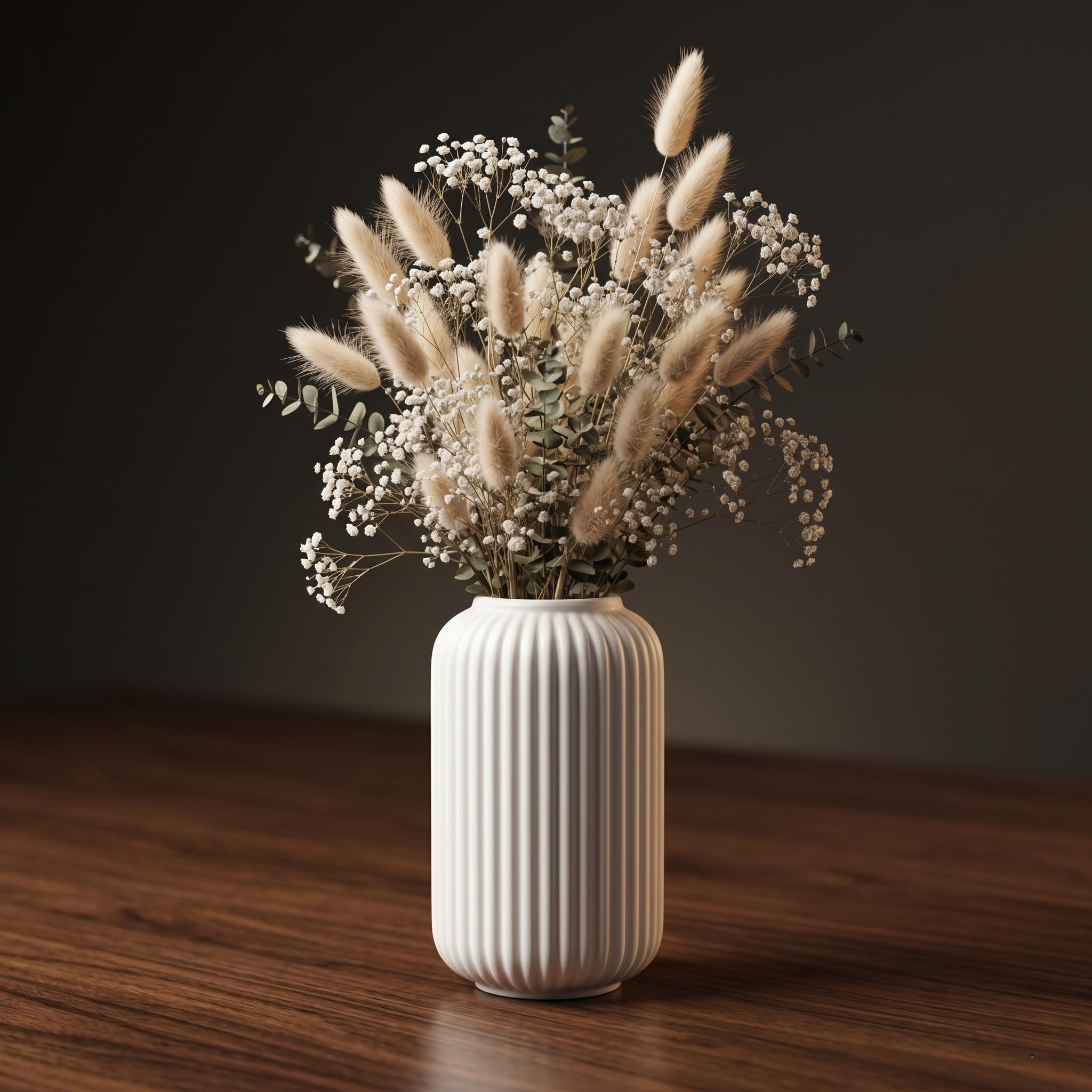 Buy PUREZENTO White Ribbed Texture Ceramic Vase - 6 Inch | Vases